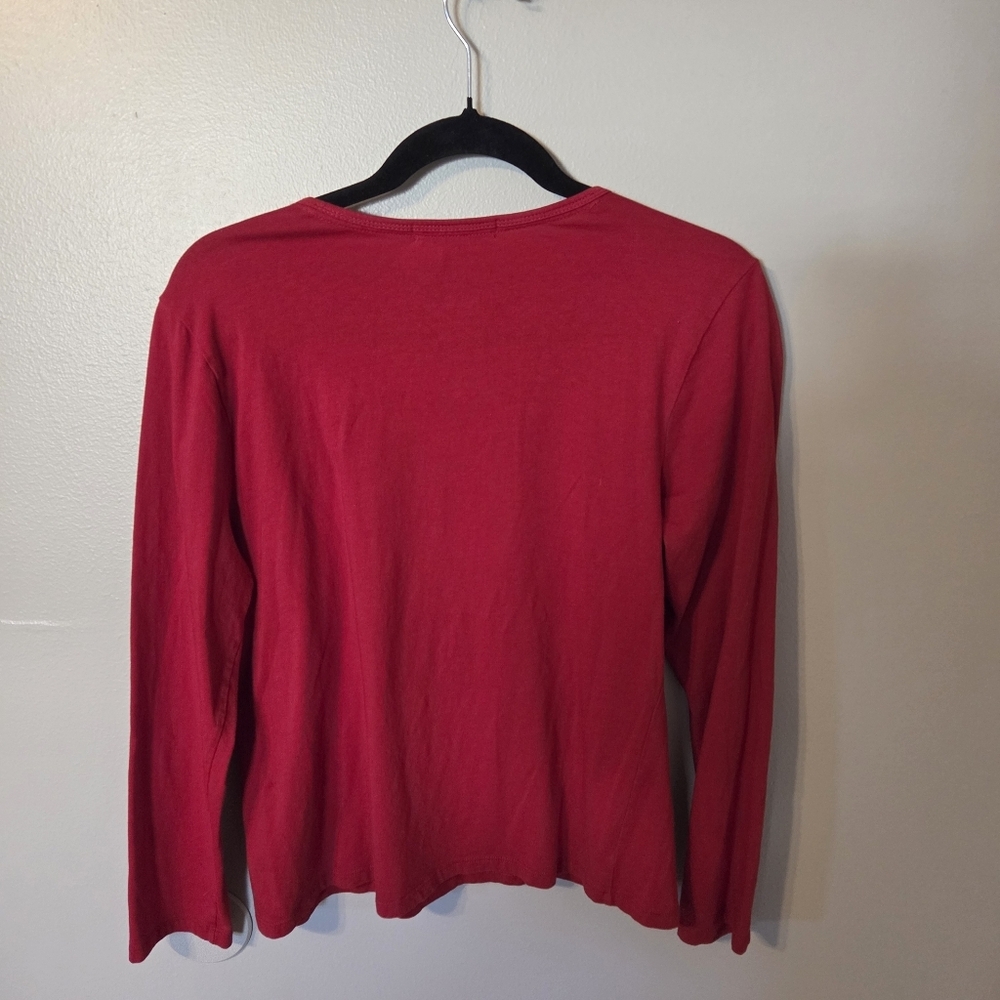 Ralph Lauren Womens Preppy Classic Embroidered & Beaded Crest Logo Shirt. Sz L - Picture 2 of 5